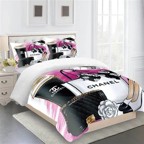 chanel comforter set pink|Chanel inspired comforter set.